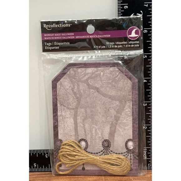 Recollections Midnight Magic Halloween Tags With Jute Twine HEADSTONE 349640 - Picture 2 of 3